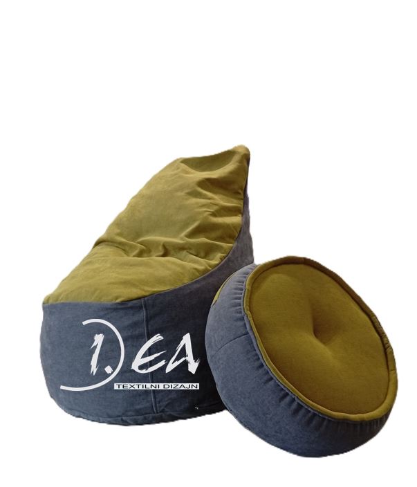 Vreća i tabure u kombinaciji zelene i sive boje